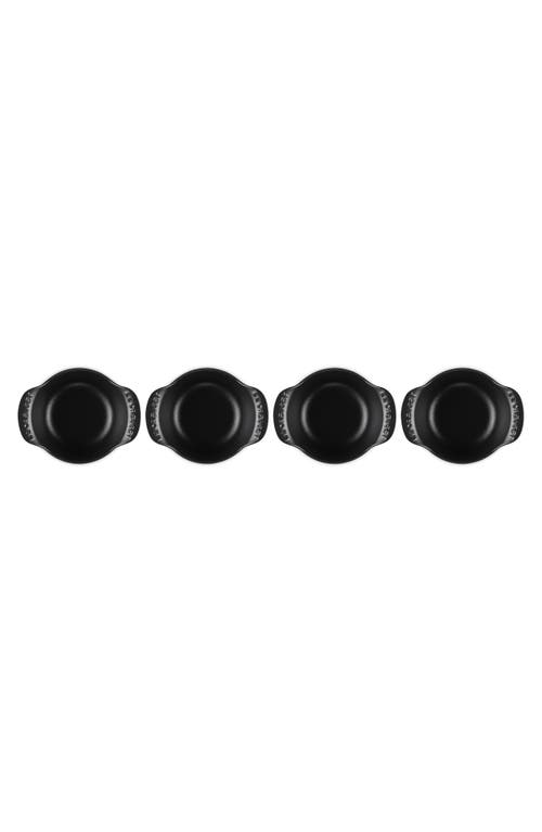 Le Creuset Enameled Cast Iron Mini Round Cocotte, Set Of 4 In Matte Black