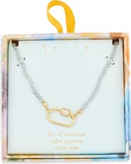Leith Cubic Zirconia & Crystal Beaded Carabiner Necklace