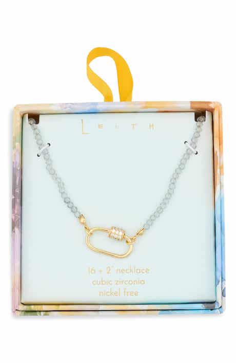 Leith Cubic Zirconia & Crystal Beaded Carabiner Necklace