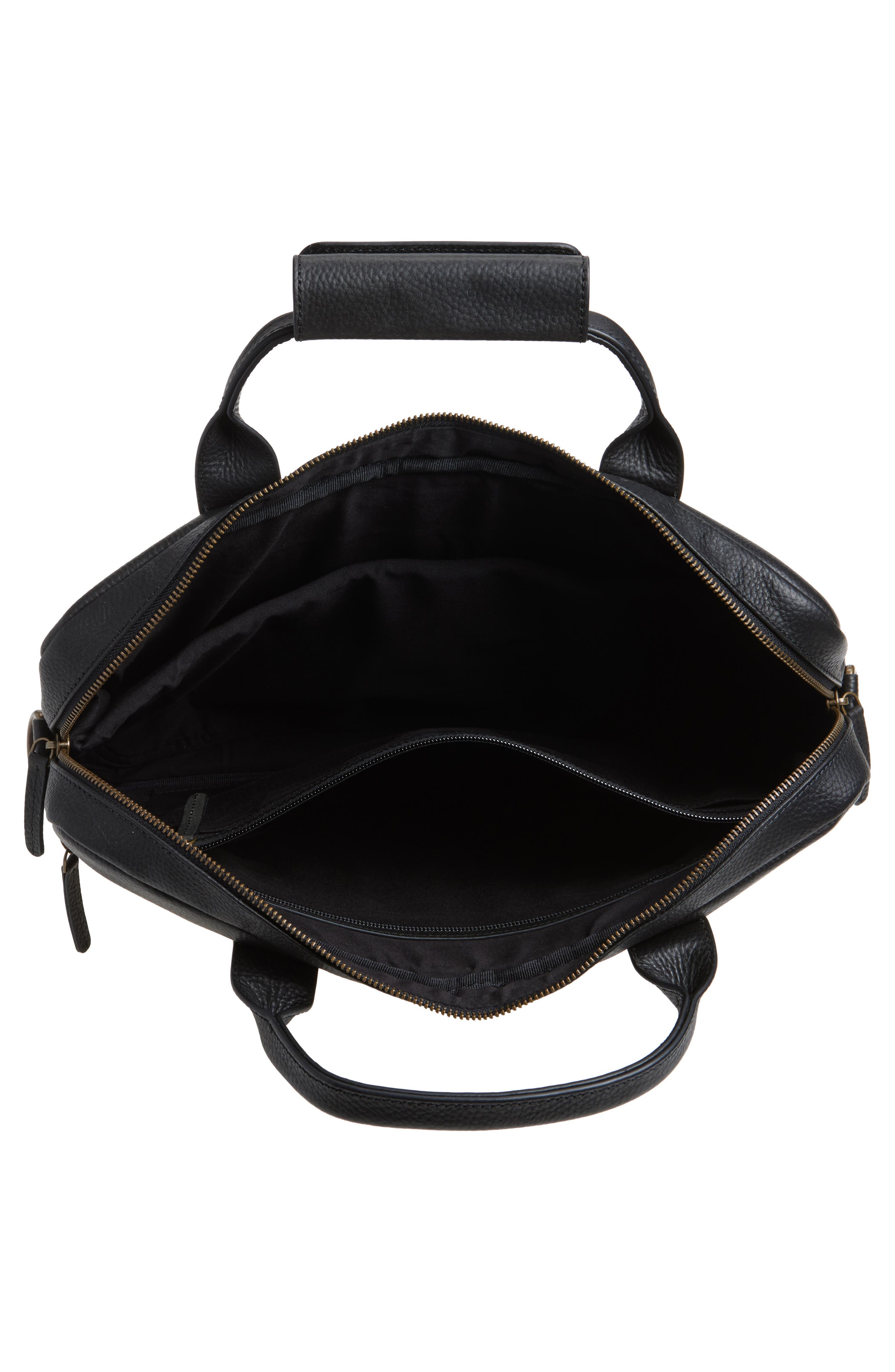 Johnston & Murphy Pebbled Leather Briefcase, Alternate, color, Black
