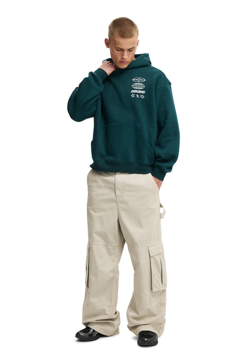 Men's Box Fit Graphic Hoodie, Alternate, color, Deep Sea Teal Descend