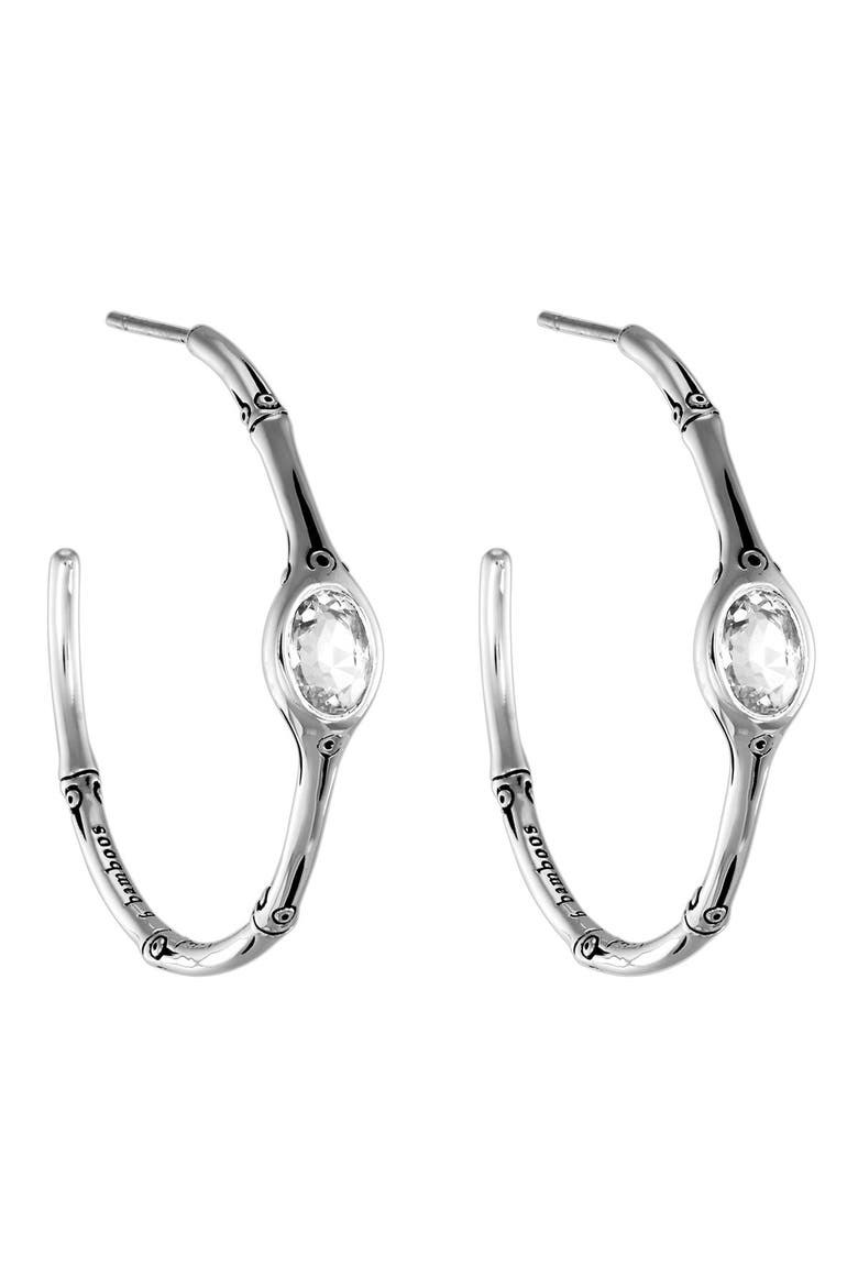 'Batu Bamboo' Medium Hoop Earrings, Main, color, SILVER