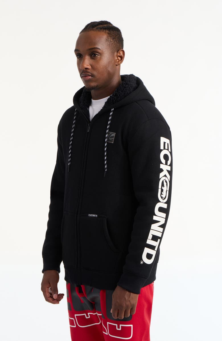 Ecko Unltd. Men's One Hit faux shearling Hoodie, Alternate, color, Black