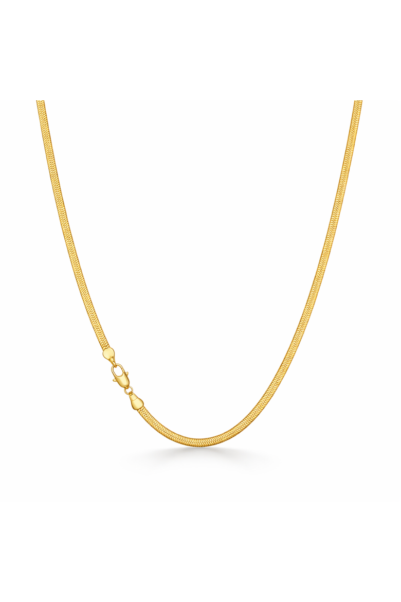 Gold-Plated Sterling Silver 3MM Herringbone Necklace, Main, color, Gold
