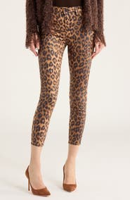 L'AGENCE Margot Cheetah Print Coated Ankle Skinny Jeans