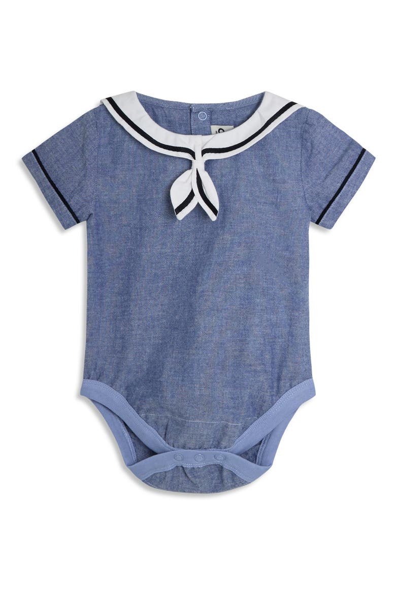 Sailor Collar Bodysuit & Pull-On Shorts Set, Alternate, color, NAVY