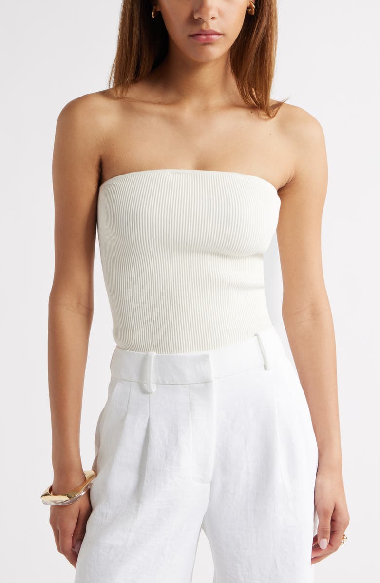 Open Edit Luxe Rib Tube Top, Main, color, Ivory Cloud