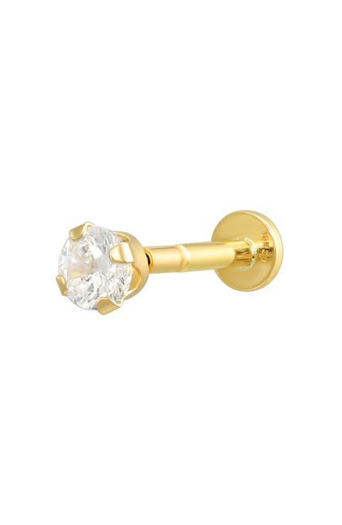 10K Yellow Gold Cubic Zirconia Stud Earring