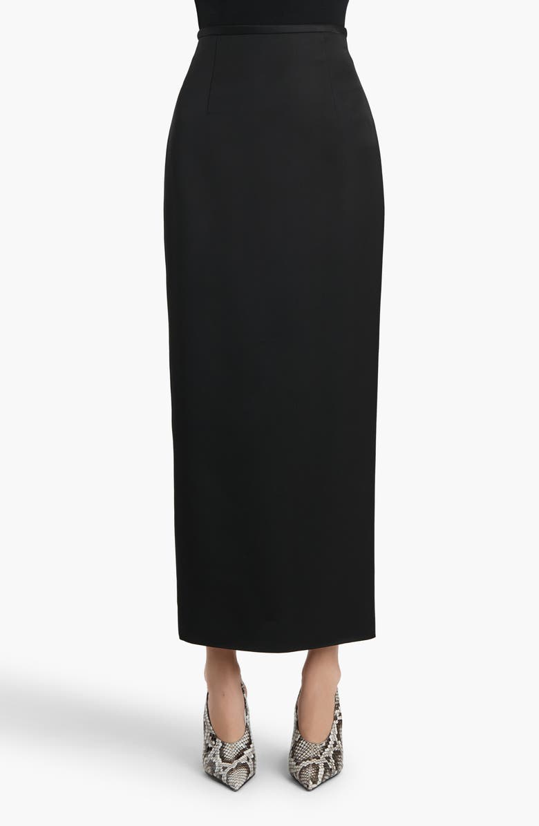 Khaite Winton Double Face Satin Pencil Skirt, Main, color, Black