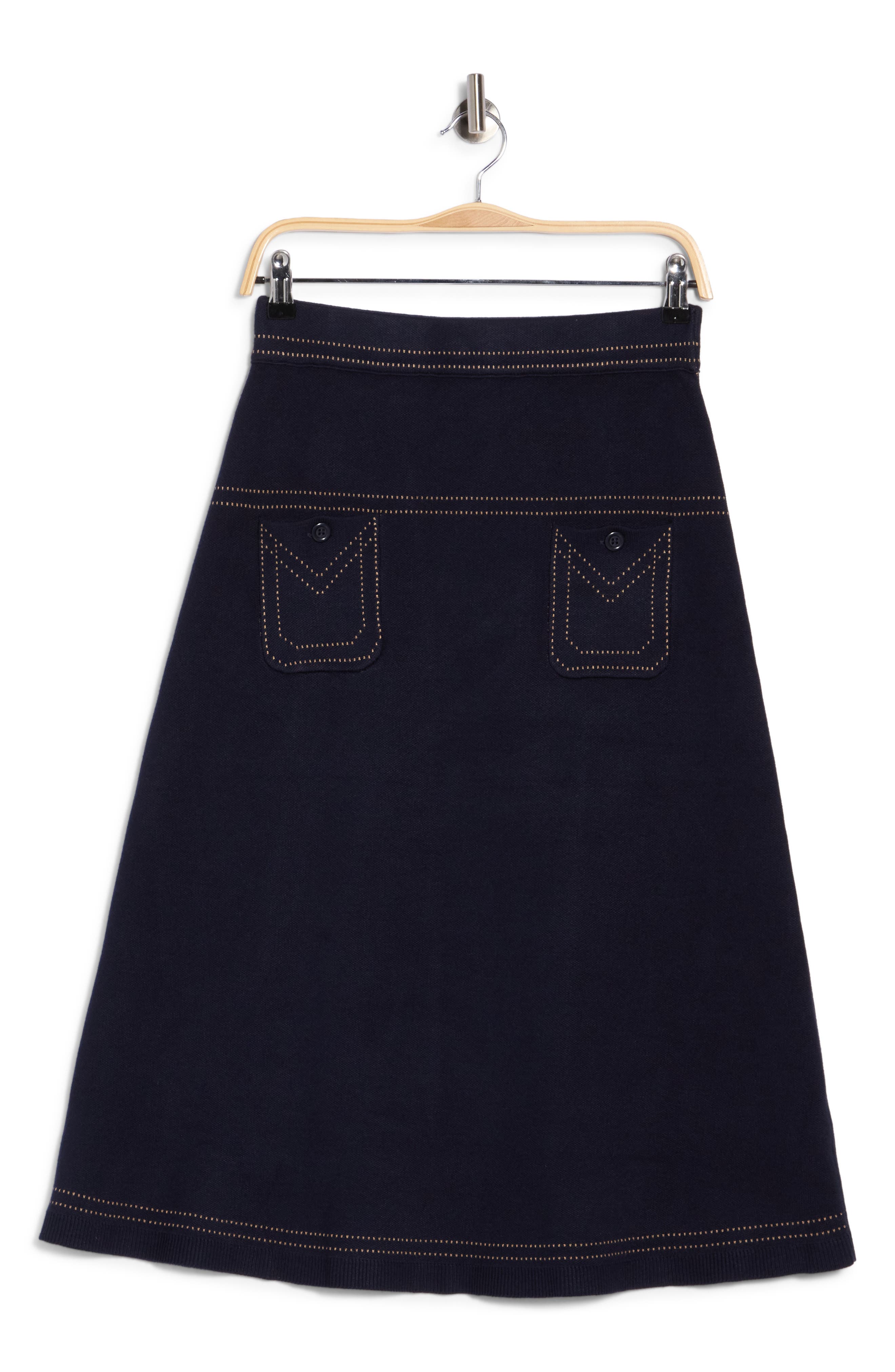 Top Stitch Midi Skirt