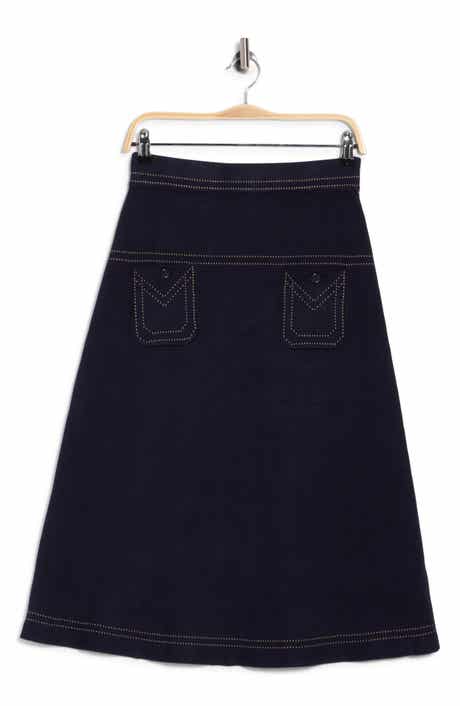 Top Stitch Midi Skirt