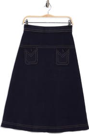 Adrianna Papell Top Stitch Midi Skirt