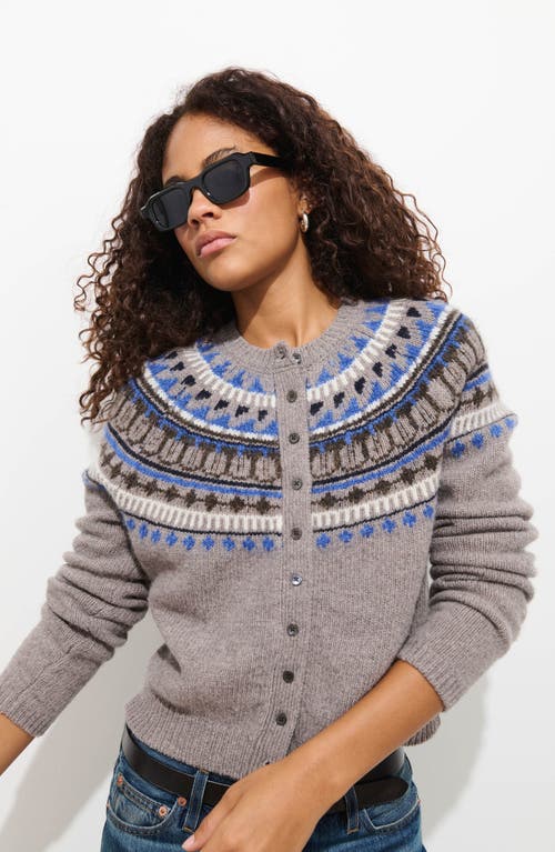 Alex Mill Amina Fair Isle Wool Blend Cardigan In Brown