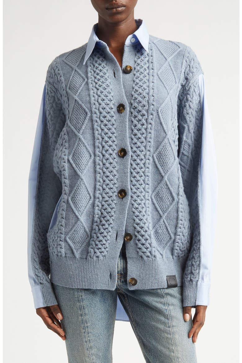 Hybrid Knit Shirt Cardigan, Main, color, BLUE/ GREY