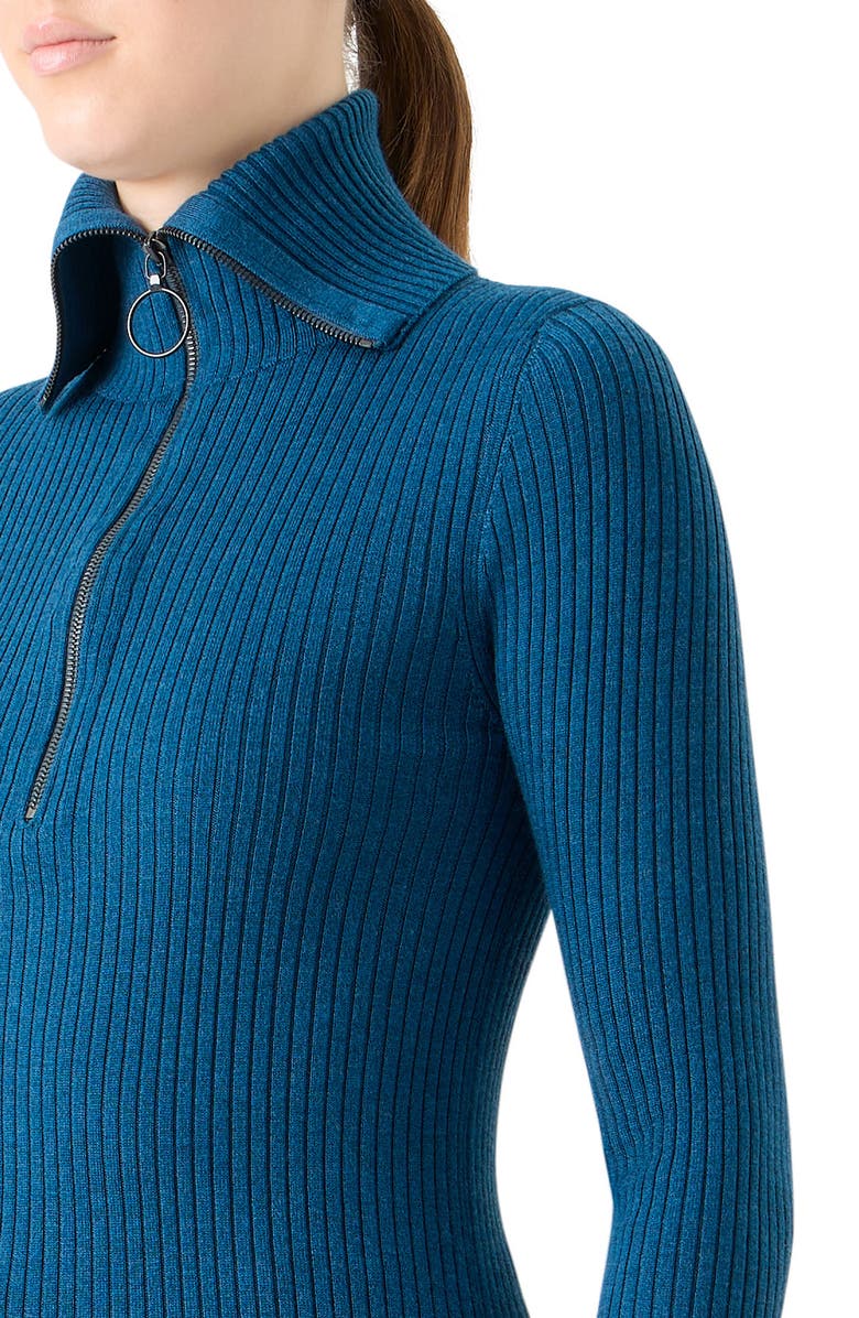 Akris punto Virgin Merino Wool Half Zip Turtleneck Sweater, Alternate, color, Teal