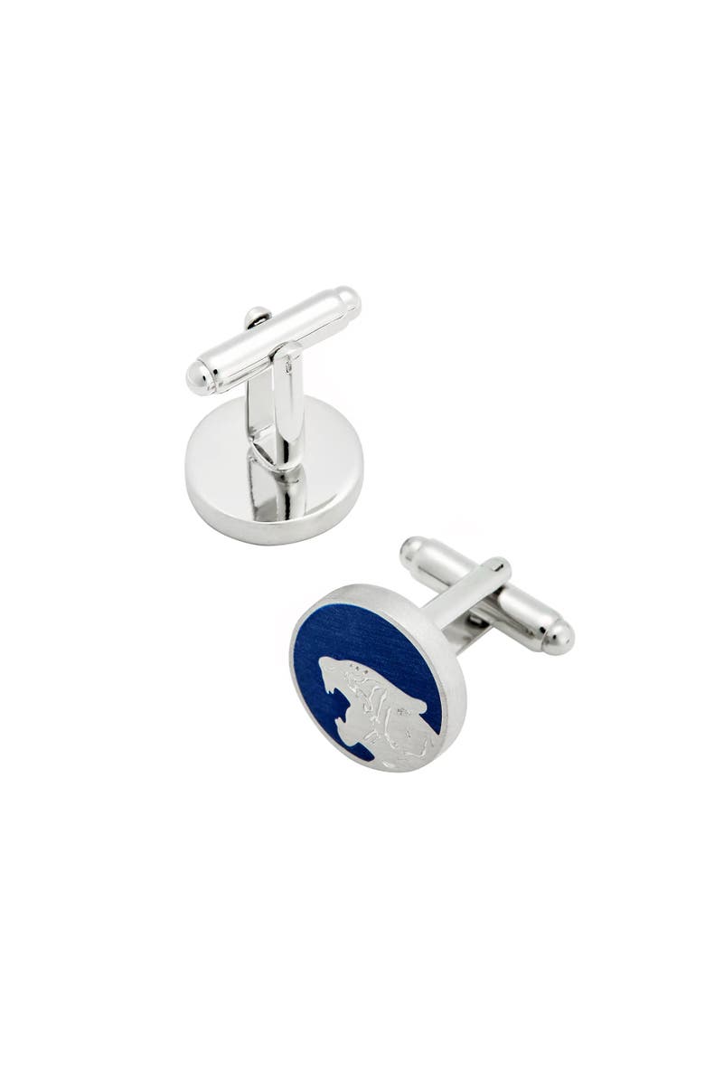 Link Up Roaring Tiger Silhouette Cufflinks with Blue Enamel, Alternate, color, Blue