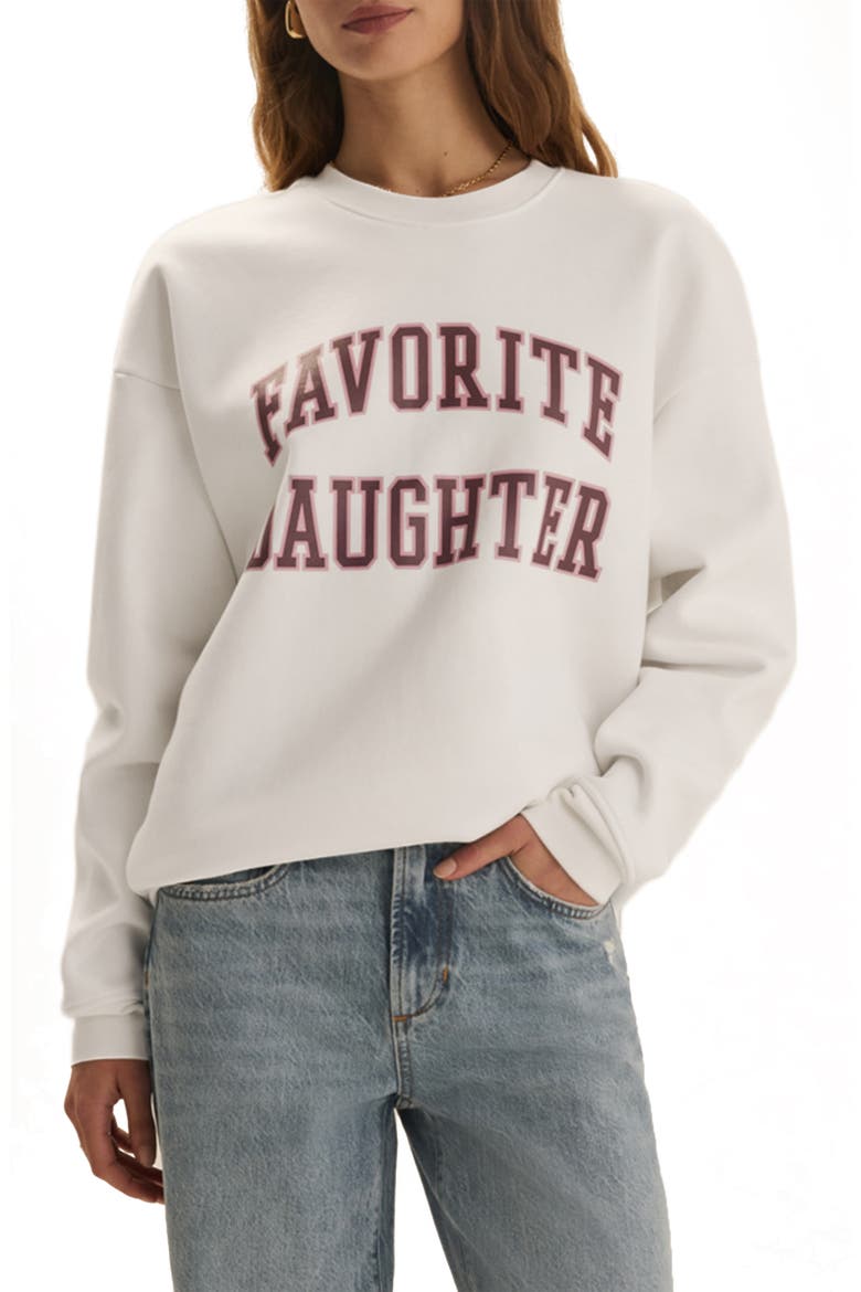 Collegiate Cotton Blend Sweatshirt, Main, color, SUGAR/ BURGUNDY