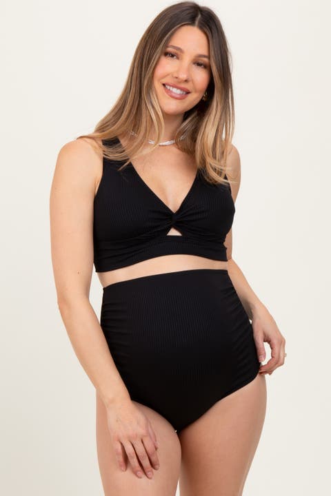 Ribbed Twist Cutout Front Swim Set