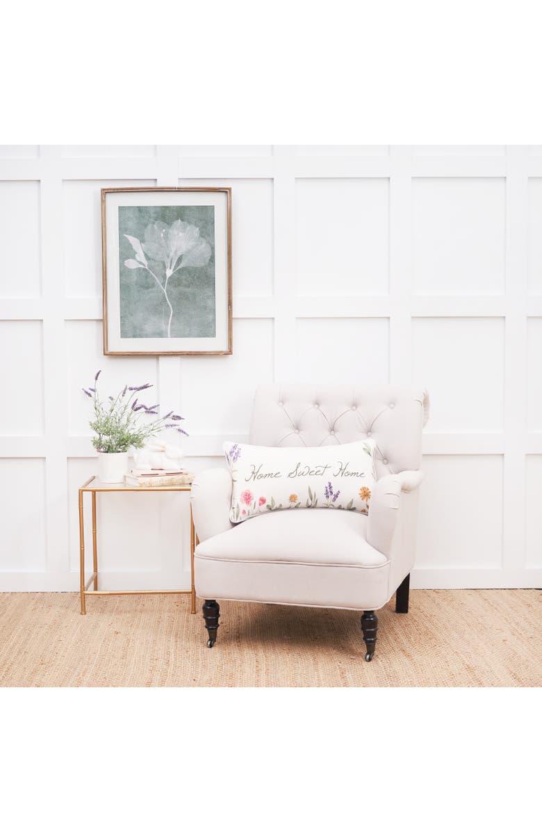 C&F Home "Home Sweet Home" April Showers Cotton Blend Lumbar Accent Pillow 12" x 24", Alternate, color, White