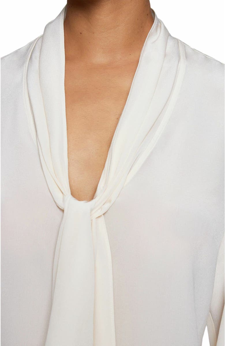 Santorelli AMANDA Long Sleeve Silk Blouse with Drop Neck Tie, Alternate, color, 