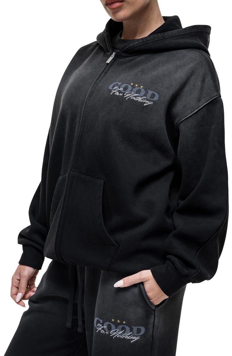 Good For Nothing Alaska Black Zip Hoodie, Alternate, color, Black