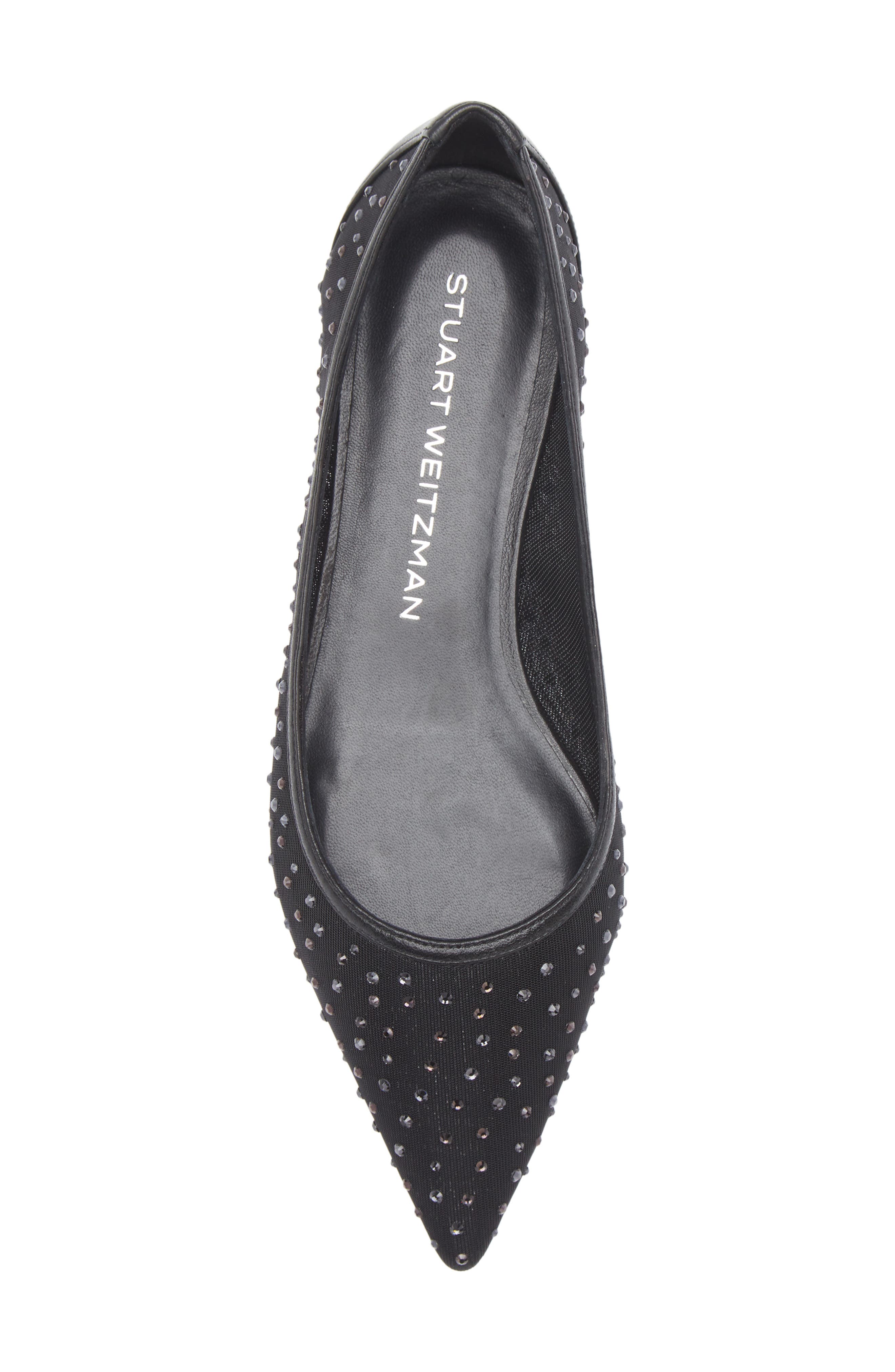 Stuart Weitzman Emilia Mesh Flat, Alternate, color, Black