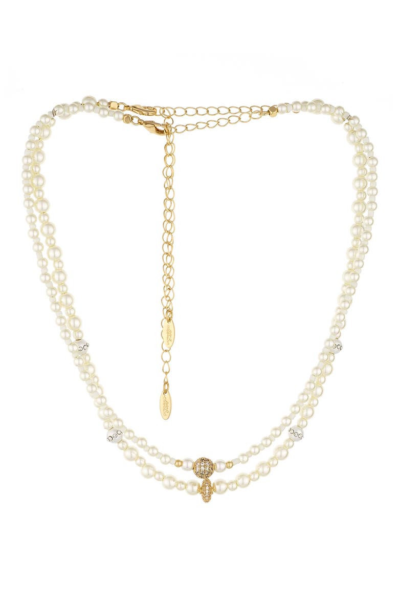 Set of 2 Imitation Pearl Necklaces, Main, color, GOLD