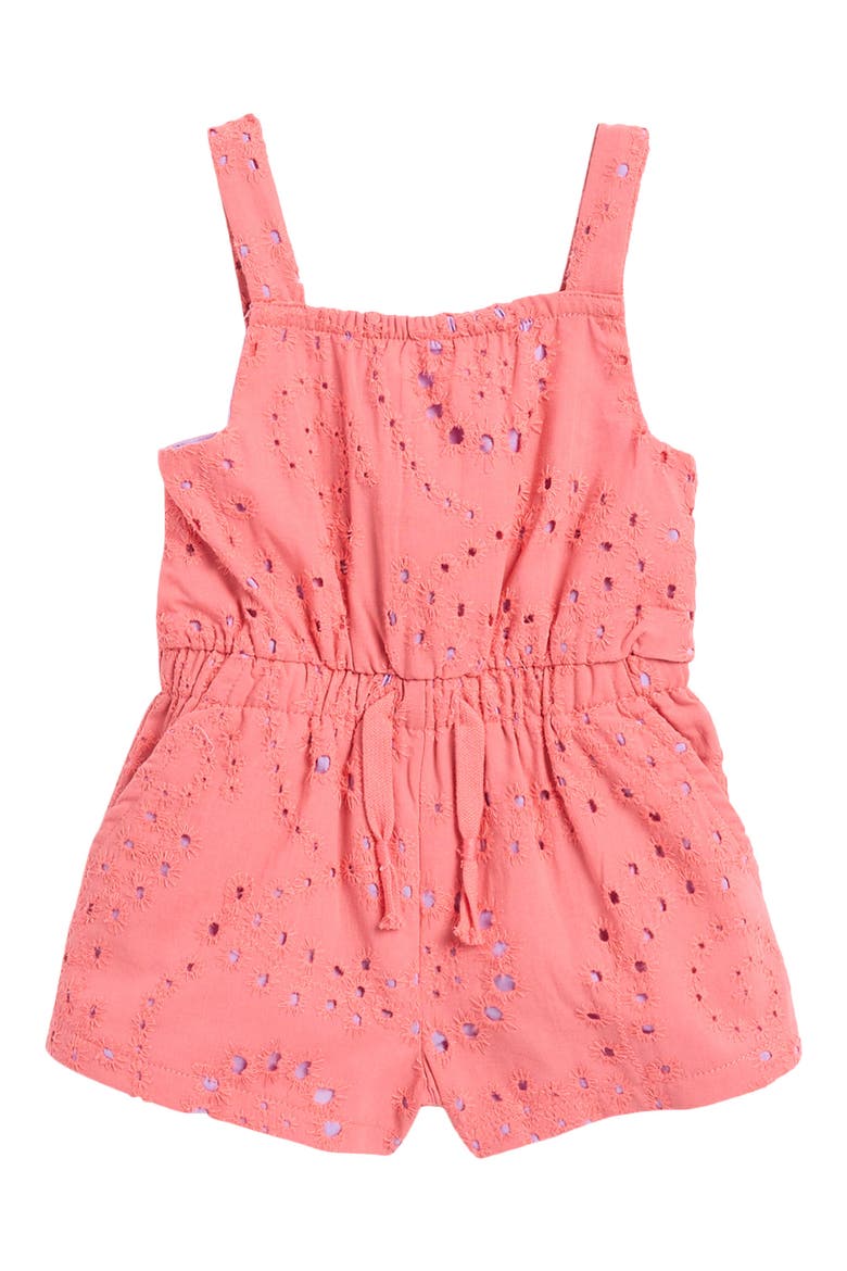 Poppy Embroidered Cotton Romper, Main, color, GERANIUM