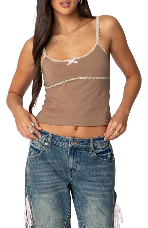 Edikted Elin Lace Trim Camisole In Brown