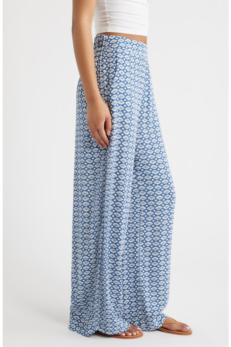 Print Wide Leg Pants, Alternate, color, VINTAGE NAVY