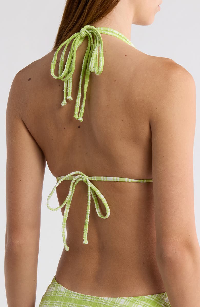 PacSun Erica Plaid Triangle Bikini Top, Alternate, color, Green White/ Plaid