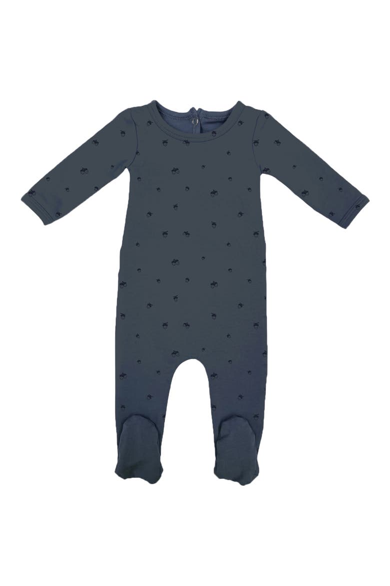 Acorn Print Footie, Main, color, NAVY
