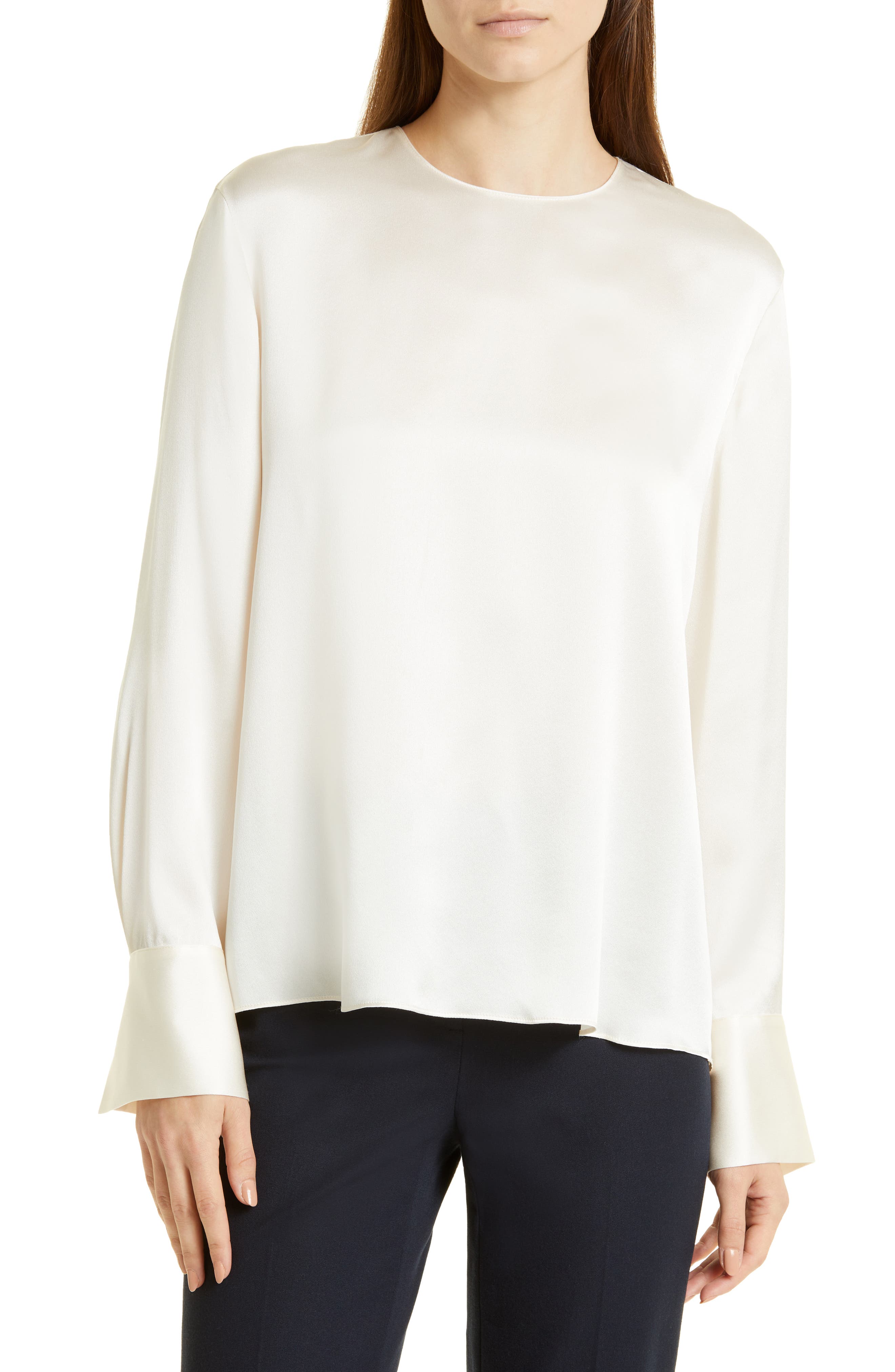 Vince Long Sleeve Silk Top