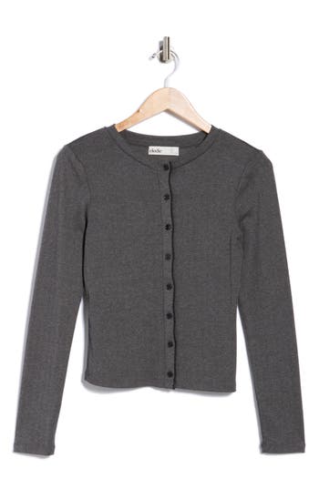 Elodie Pointelle Stitch Button-up Top In Gray