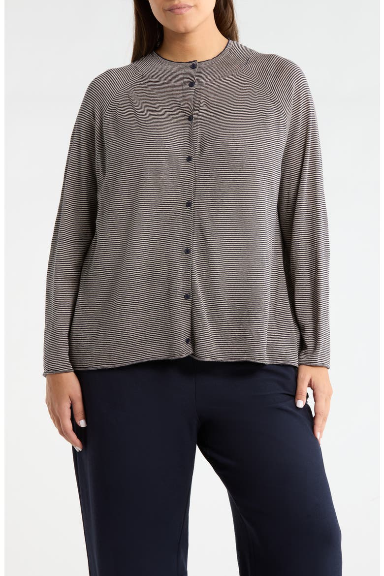 Organic Linen & Organic Cotton Cardigan, Alternate, color, INK