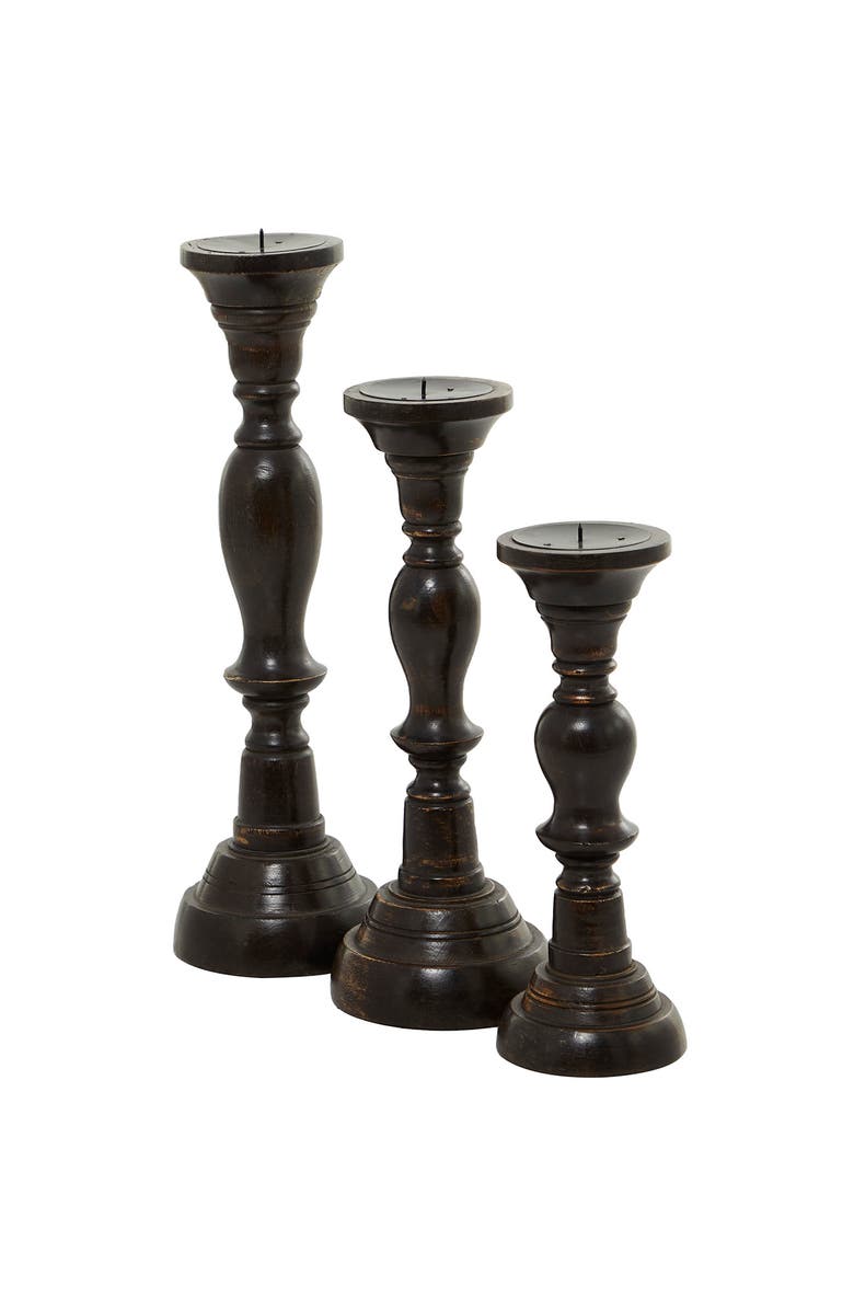 SONOMA SAGE HOME Wooden Candle Holder - Set of 3, Alternate, color, Black