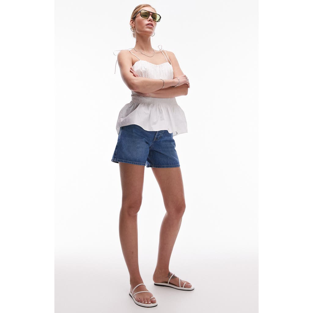 Shop Topshop Editor Denim Shorts In Medium Blue