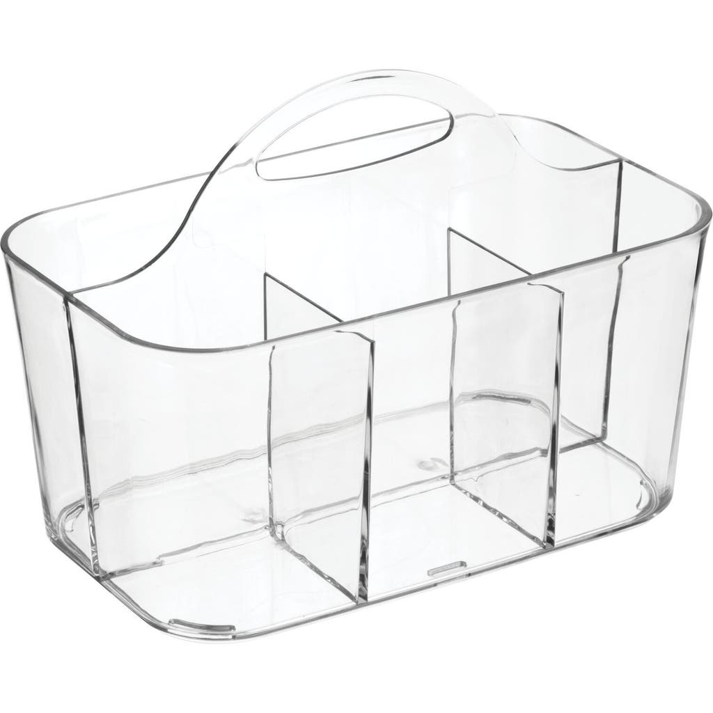mDesign miDesign Small Plastic Divided Cosmetic Storage Organizer Caddy Tote Bin, USA Made in Clear  product