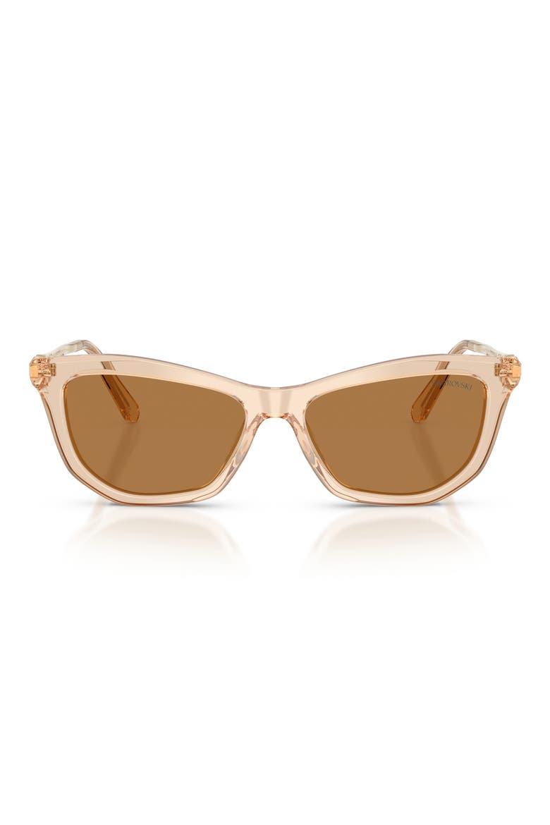 56mm Cat Eye Sunglasses, Main, color, TRANSPARENT BEIGE / BRONZE