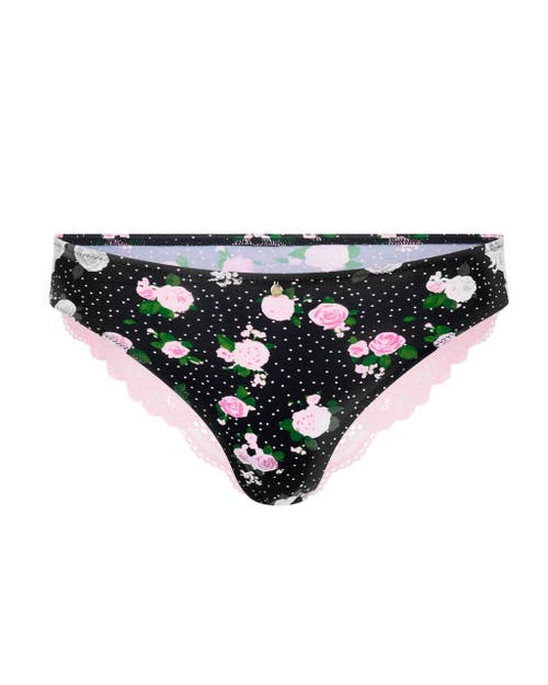 Adore Me Mathilda Bikini Panties In Floral Black & Pink Lace