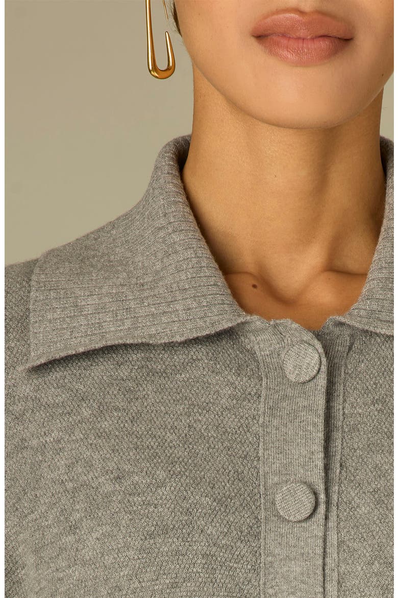 Collared Snap Front Cardigan, Alternate, color, GREY