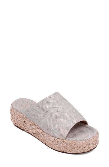 Shushop Lizzie Jute Platform Slide Sandal In White