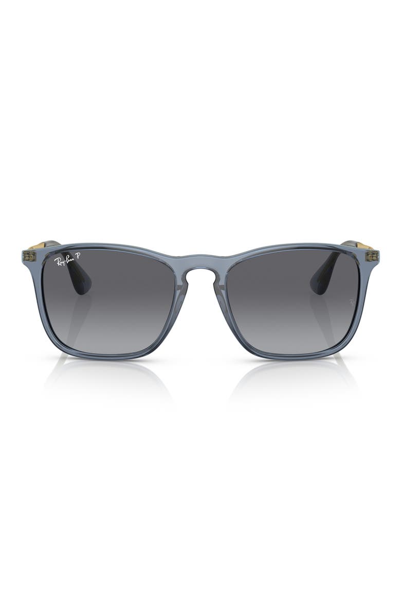 54mm Gradient Polarized Square Sunglasses, Main, color, TRANSPARENT BLUE / GREY POLAR