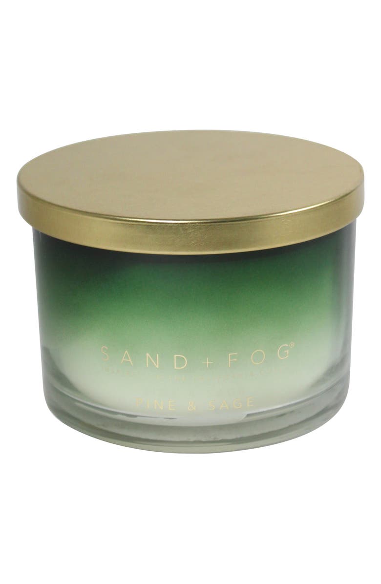 SAND AND FOG Pine & Sage Ombré Candle, Main, color, Green