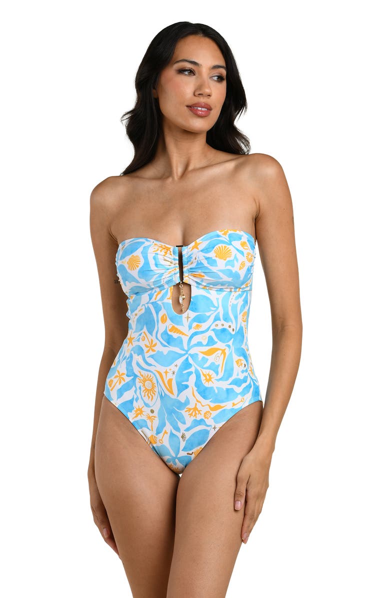 La Blanca Trinket Keyhole One-Piece Swimsuit, Alternate, color, Sky