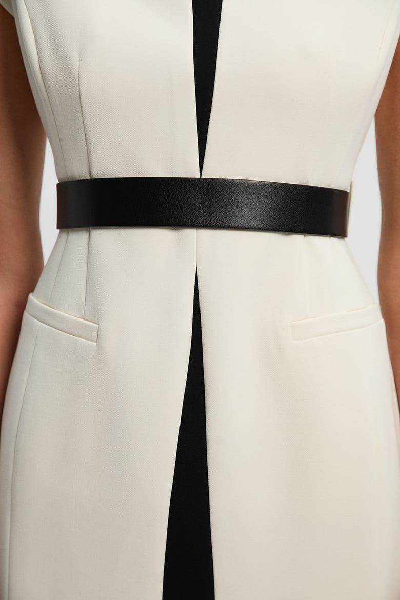 Contrast Collar Tailored Midi Dress, Alternate, color, Ivory