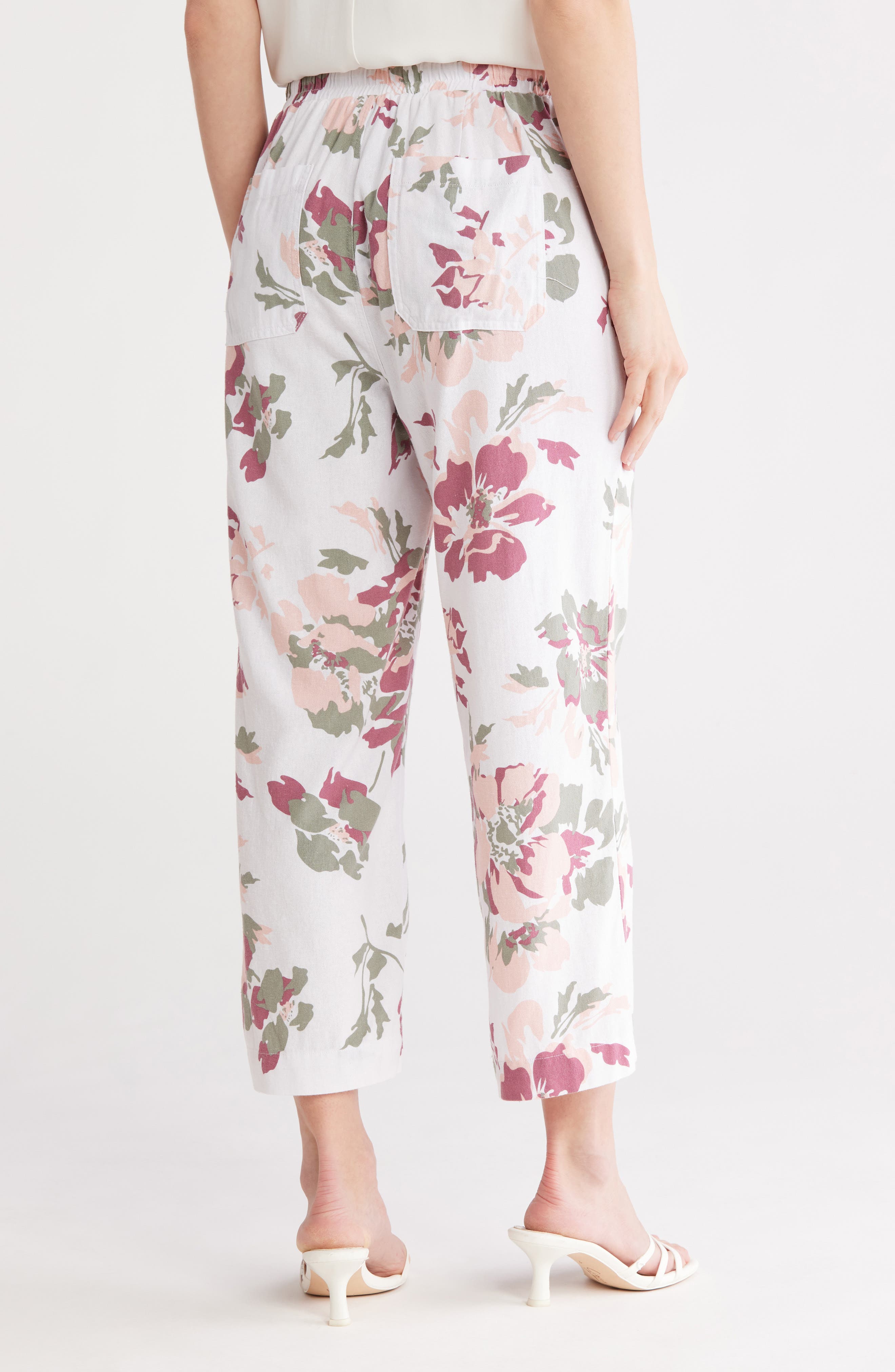 Wide Leg Linen Blend Drawstring Crop Pants - image 4