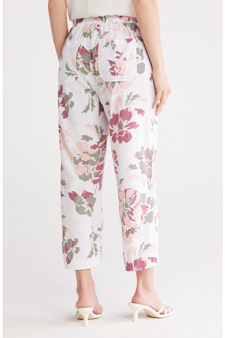 Wide Leg Linen Blend Drawstring Crop Pants, Alternate, color, PEACH BOUQUET