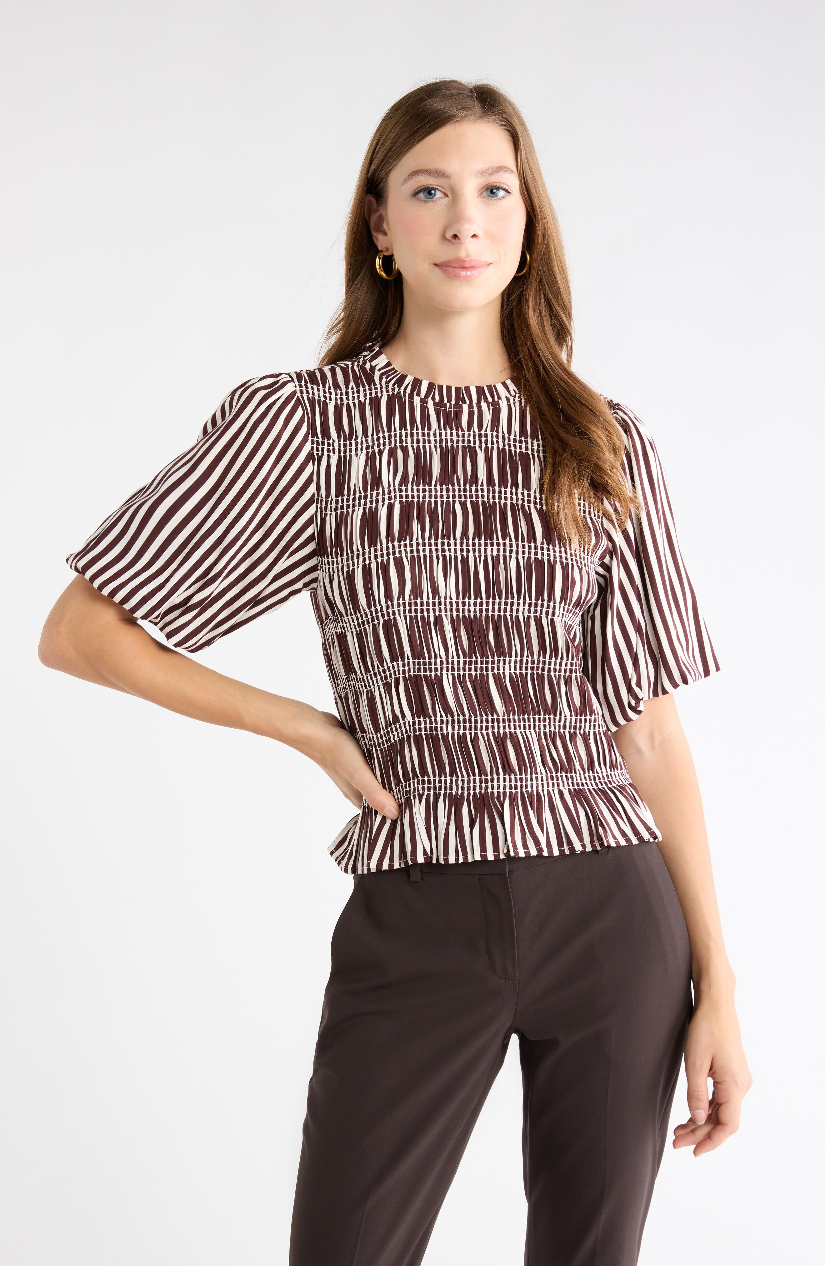 Smocked Peplum Top