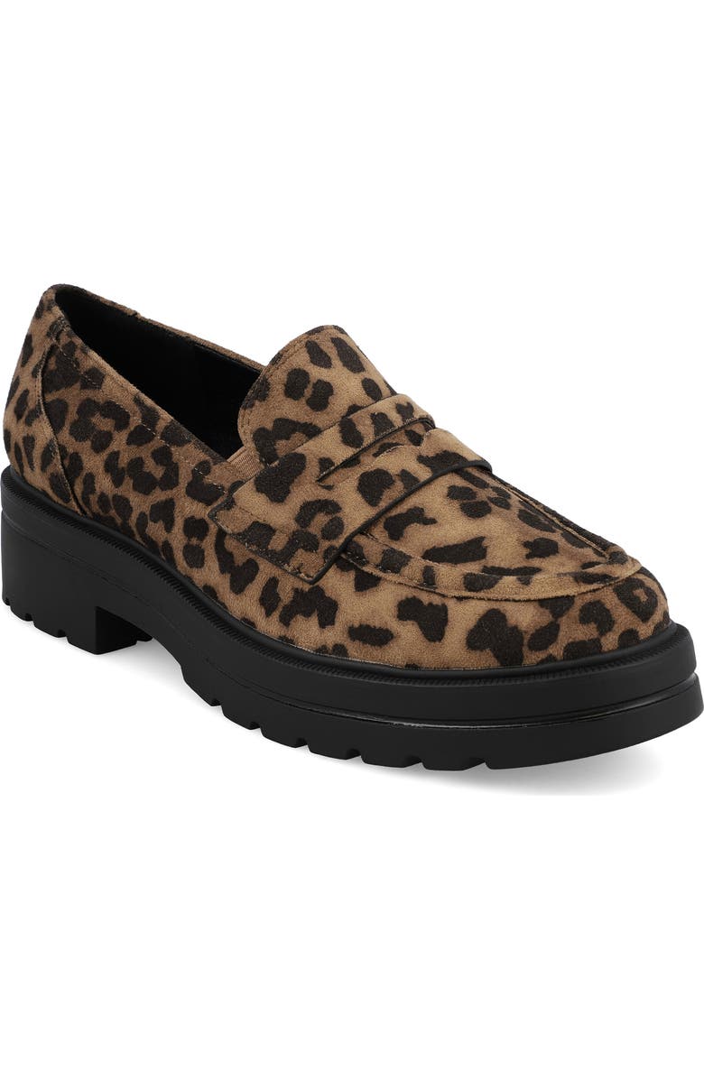 MIA Yoani Lug Sole Penny Loafer, Main, color, Leopard Print